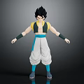 Anime Character Black Hair Yellow Blue Outfit White Baggy Pants Blue Shoes Standing