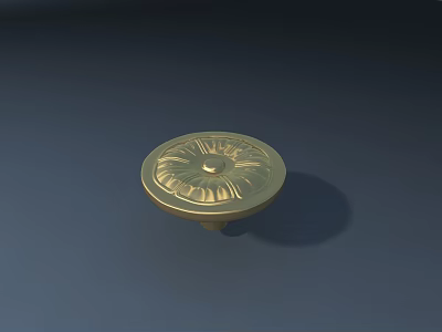 Golden Circular Road Facilities Component With Intricate Patterned Surface Design 3d model