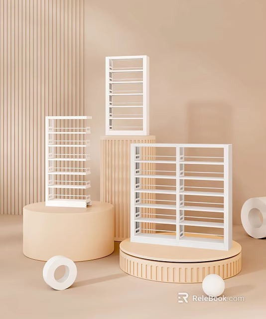 Minimalist White Storage Shelf Unit With Multi Tier Open Design For Home Living Organization 3d model 