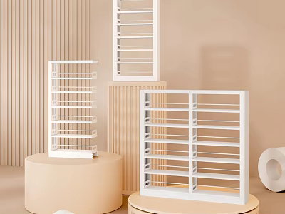 Minimalist White Storage Shelf Unit With Multi Tier Open Design For Home Living Organization 3d model