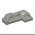 Modern Grey Fabric Sectional Sofa With Multiple Pillows And Comfortable Seating Design 3d model
