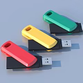 Colorful USB Flash Drives with Red Yellow Green Bodies and Black Bases for Daily Use