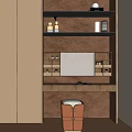 Modern Dressing Table With LED Lighting Mirror Shelves And Decorative Accessories 3d model