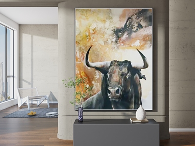 Modern Animal Painting Simple Abstract Black and White Hanging Painting Decorative Painting Combination 3d model