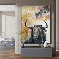 Modern Animal Painting Simple Abstract Black and White Hanging Painting Decorative Painting Combination 3d model