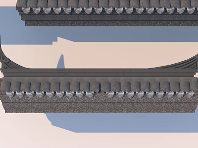 Traditional Building Exterior Wall With Decorative Tile Eaves And Textured Surface Design 3d model