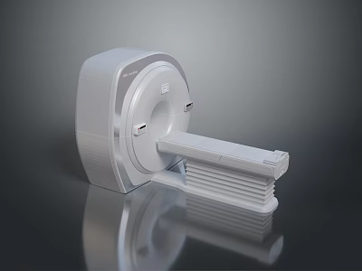 Industrial Medical Imaging CT Scanner With Modern White Circular Design And Extended Examination Platform 3d model