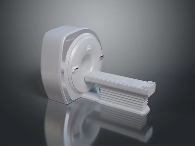 Industrial Medical Imaging CT Scanner With Modern White Circular Design And Extended Examination Platform 3d model