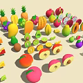 Variety of Colorful Fruits Including Whole and Sliced Options Like Watermelon Banana Apple and More