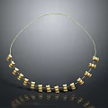 Golden Necklace With Small Cylindrical Beads Circular Design Shiny Surface Daily Life Accessory