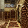 Traditional Wine Cellar Featuring Arched Stone Walls Lined Wine Barrels And Stone Tile Floor
