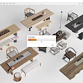 Chinese Tea Table and Chair Tea Table Tea Table Poor Table and Chair Combination 3d model