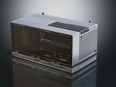 Vintage Retro Television Set With Silver Black Body And Front Control Panel Buttons Knobs 3d model