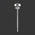 Futuristic White and Black Mechanical Weapon With Red Accents and Long Handle