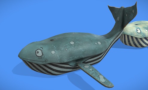 Modern sculpture whale statue wood carving 3d model