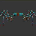 Game Movie Spider Robot Character With Blue Circular Body And Silver Red Mechanical Legs