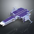 Futuristic Cosmic Spaceship 3D Model With Purple Silver Design And Multiple Thrusters 3d model