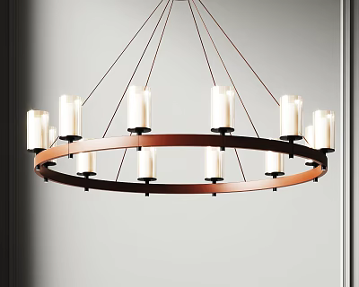 Modern Elegant Chandelier With Circular Frame And White Cylindrical Shades 3d model
