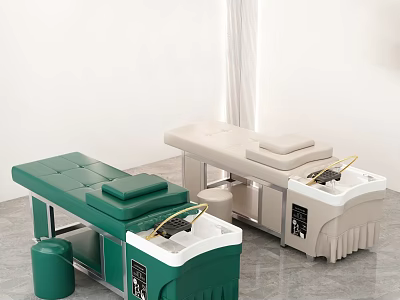 Luxury Green And Beige Massage Beds With Adjustable Design For Beauty Spa Salon 3d model