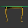 Stylish Coffee Table With Round Light Green Glass Top And Golden Curved Legs