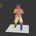 White Hair Boxer Figure With Red Gloves White Shorts IPPO Red Socks On White Base