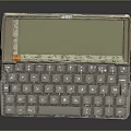 Handheld Portable Computer With Green LCD Screen And Gray QWERTY Keyboard