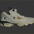 Reebok Instapump Fury White Orange Blue Sneakers With Pump Button Mesh Upper Beige Sole