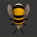 Cartoon Bee Game Movie Character With Yellow Black Stripes Transparent Wings And Blue Eyes