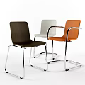 Modern Single Chair Design With Brown White Orange Colors And Metal Frame