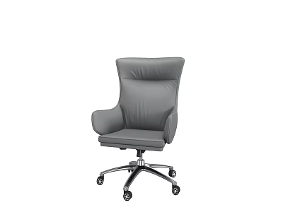 Gray Office Chair With High Back Armrests And Swivel Wheels For Workspace 3d model