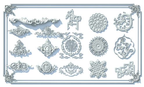 European-style carved plaster 3d model