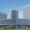 Modern Office Building Complex With Circular Layout Green Landscape And Central Courtyard 3d model