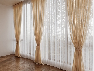 Plain curtain gauze curtain 3d model