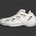 White Modern Sneakers With Hollow Out Design And Orange Accents For Casual Style