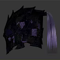 Detailed Dark Purple Spiked Weapon Helmet With Purple Runes 3D Model Mystical Combat Style