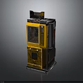 Vintage Yellow Vending Machine With Retro Design And Old Worn Stand Structure 3d model