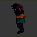 Bear Warrior Character With Red Green Armored Attire And Fierce Open Arms Stance