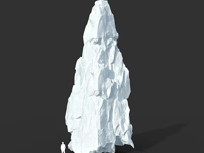 Giant White Rock Formation With Small Human Figure Against Black Background 3d model