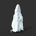 Giant White Rock Formation With Small Human Figure Against Black Background