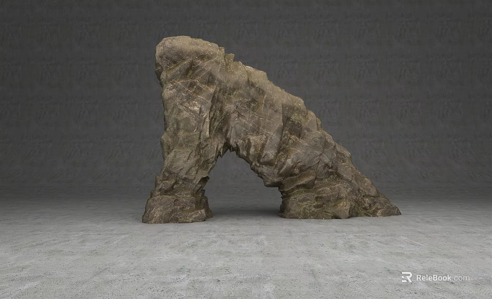 Rustic Stone Arch Structure Integrating Wooden Elements For Decorative Design 3d model 