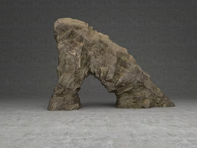 Rustic Stone Arch Structure Integrating Wooden Elements For Decorative Design 3d model