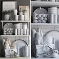 Stylish Kitchenware Display With Mugs Bottles Jars Bread Plates And Baskets On Shelves