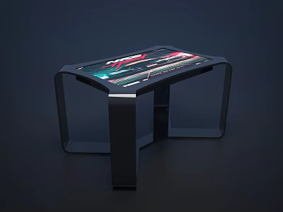 Public Facility Interactive Table With Colorful Display Screen And Modern Black Design 3d model