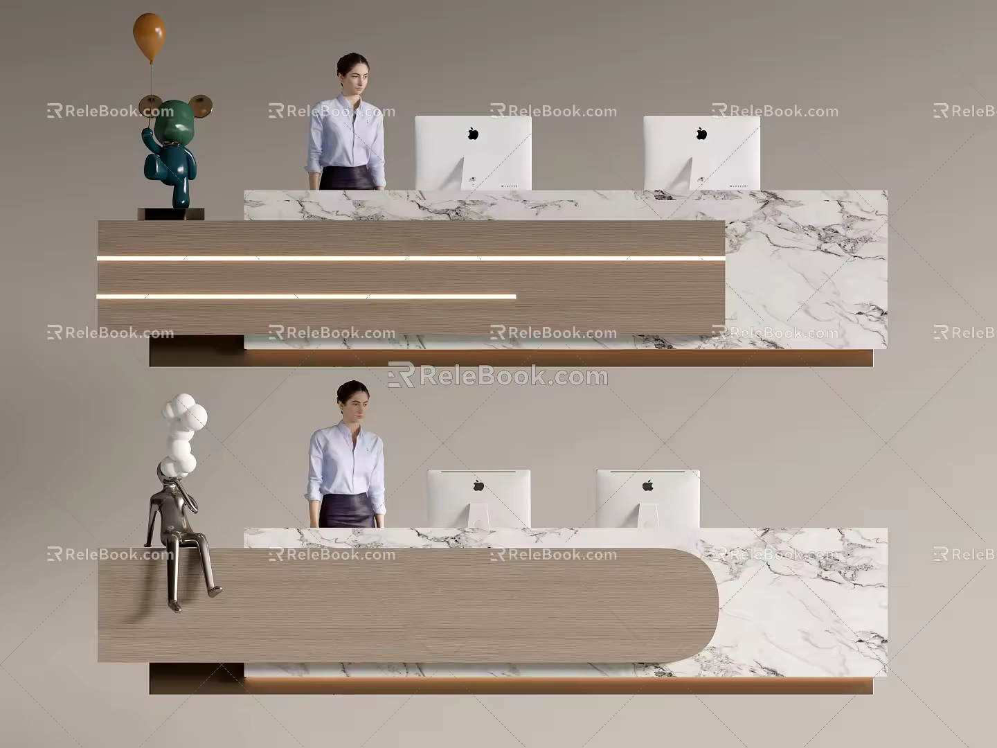 Modern Company Reception Area Bar Reception Desk 3d model