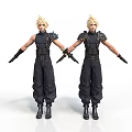 Two Blonde Haired Men in Sleeveless Black Outfits With Shoulder Armor and Outstretched Arms