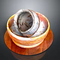 Nested Layered Bowl Shaped Sculpture Carving With Wooden Base And Colorful Details