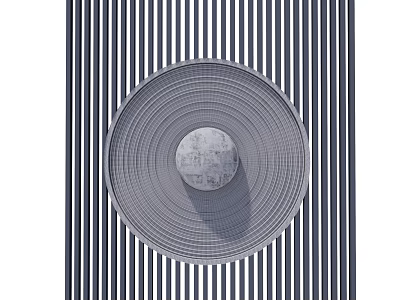 Modern Circular Wall Decor With Concentric Circle Texture On Vertical Stripe Background 3d model