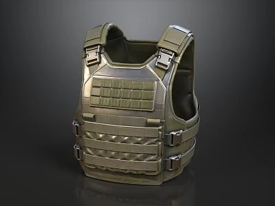 Premium Modular Olive Green Tactical Bulletproof Vest With MOLLE Webbing System For Military Use 3d model