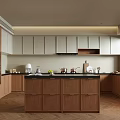 Modern Kitchen Interior Design Featuring Wooden Island Counter White Cabinets And Appliances