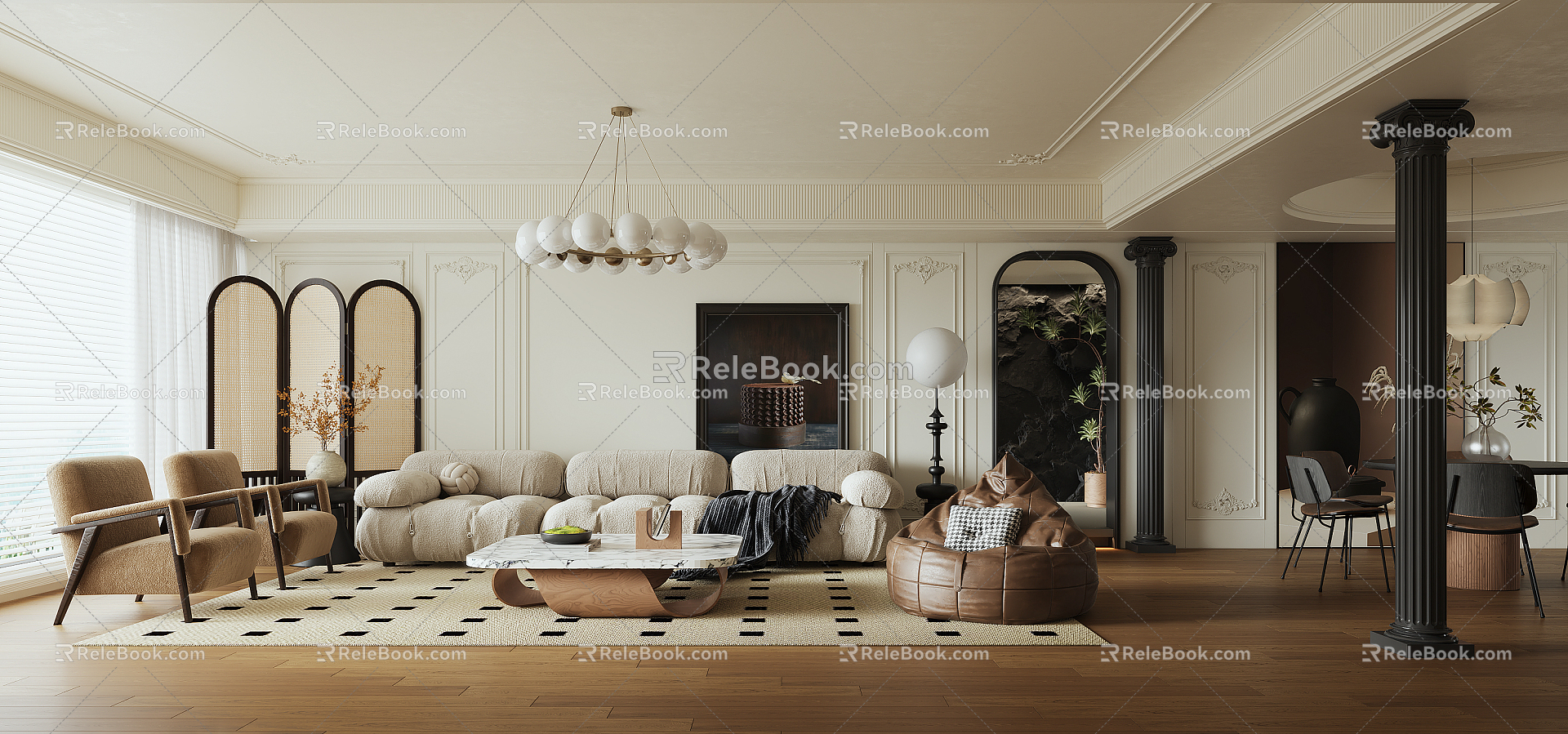 French Guest Dining Room Living Room 3d model